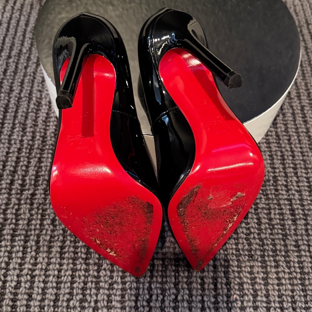 Christian Louboutin Black Patent So Kate Leather Heels 37 - Picture 7 of 9